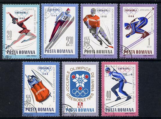 Rumania 1967 Grenoble Winter Olympics set of 7 cto used, Mi 2620-26, SG 3495-3501