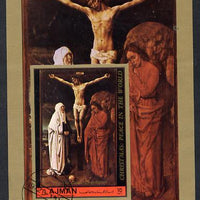 Ajman 1972 Crucifixion (Painting by Van der Goes) perf m/sheet cto used
