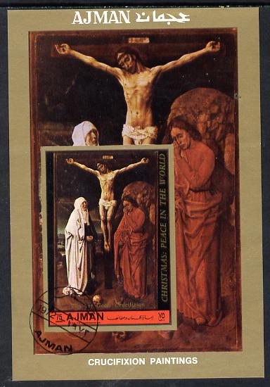 Ajman 1972 Crucifixion (Painting by Van der Goes) perf m/sheet cto used