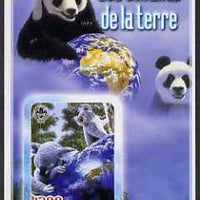Central African Republic 2005 Young Animals of the World #1 (Bears) imperf souvenir sheet containing 1 value with Scout logo, unmounted mint