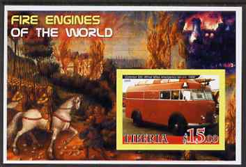 Liberia 2005 Fire Engines of the World #02 imperf s/sheet unmounted mint