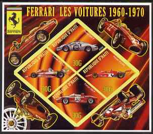 Haiti 2006 Ferrari Cars 1960-1970 imperf sheetlet containing 4 diamond shaped values unmounted mint