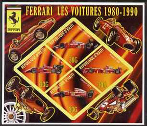 Haiti 2006 Ferrari Cars 1980-1990 imperf sheetlet containing 4 diamond shaped values unmounted mint