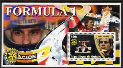 Guinea - Conakry 2003 Formula 1 perf s/sheet #5 containing 1 value (Ayrton Senna) with Rotary logo unmounted mint