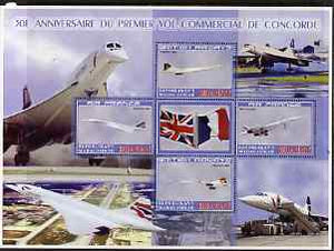 Madagascar 2006 30th Anniversary of Concorde #1 large perf sheetlet containing 4 values plus label, unmounted mint