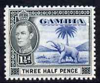Gambia 1938-46 KG6 Elephant & Palm 1.5d blue & black unmounted mint, SG 152c