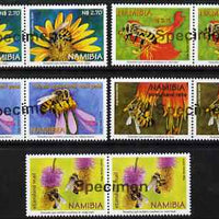 Namibia 2004 Honey Bees perf set of 5 in pairs overprinted SPECIMEN (opt goes across 2 stamps) unmounted mint, as SG 959-63
