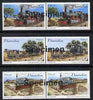Namibia 2006 Railway Centenary perf set of 3 in pairs overprinted SPECIMEN (opt goes across 2 stamps) unmounted mint