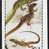 Bernera 1981 Green Lizard imperf souvenir sheet (£1 value) unmounted mint