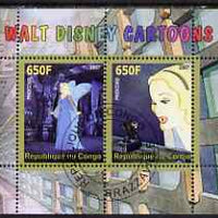 Congo 2007 Walt Disney Cartoons perf s/sheet #06 containing 2 values fine cto used