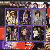 Congo 2007 The Rolling Stones perf sheetlet containing 6 values fine cto used