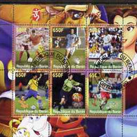 Benin 2007 Beijing Olympic Games - Football perf sheetlet containing 6 values (Disney characters in background) fine cto used