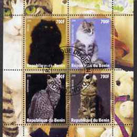 Benin 2008 Domestic Cats #1 perf sheetlet containing 4 values fine cto used