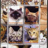 Benin 2008 Domestic Cats #2 perf sheetlet containing 4 values fine cto used