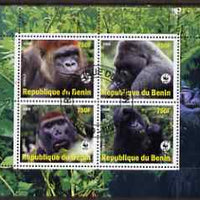 Benin 2008 WWF - Gorillas perf sheetlet containing 4 values fine cto used
