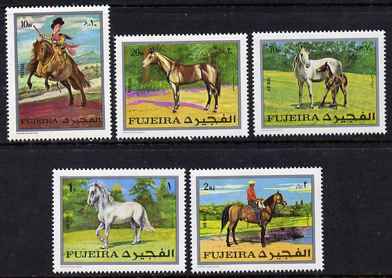 Fujeira 1970 Horses perf set of 5 (Mi 582-6A) unmounted mint