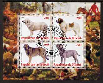 Djibouti 2008 Dogs #2 perf sheetlet containing 4 values fine cto used