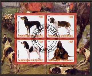 Djibouti 2008 Dogs #4 perf sheetlet containing 4 values fine cto used