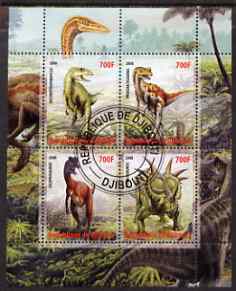 Djibouti 2008 Dinosaurs perf sheetlet containing 4 values fine cto used