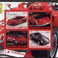 Congo 2008 Ferrari Cars perf sheetlet containing 4 values fine cto used