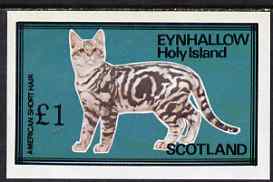 Eynhallow 1983 Domestic Cats imperf souvenir sheet (£1 value - American Short Hair) unmounted mint