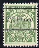 Transvaal 1893 Surcharged 2.5d on 1s green unmounted mint, SG 198