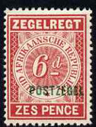Transvaal 1895 6d rose Fiscal stamp overprinted for Postal use unmounted mint, SG 215