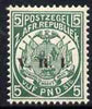 Transvaal 1900 V.R.I. overprint on £5 green probably a reprint,unmounted mint, SG 237 original cat £2,000 so a superb spacefiller at 1% of cat