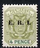 Transvaal 1901-02 E.R.I. overprint on 4d sage-green & green unmounted mint, SG 241