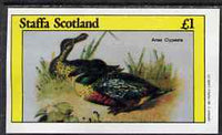 Staffa 1982 Shoveller (Anas clypeata) imperf souvenir sheet (£1 value) unmounted mint