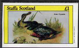 Staffa 1982 Shoveller (Anas clypeata) imperf souvenir sheet (£1 value) unmounted mint