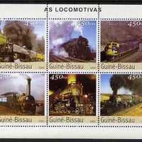 Guinea - Bissau 2003 Locomotives perf sheetlet containing 6 x 450 values unmounted mint Mi 2644-49