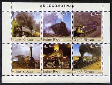 Guinea - Bissau 2003 Locomotives perf sheetlet containing 6 x 450 values unmounted mint Mi 2644-49