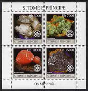 St Thomas & Prince Islands 2004 Minerals perf sheetlet containing 4 values (with Scout & Rotary Logos) unmounted mint, Mi 2483-86