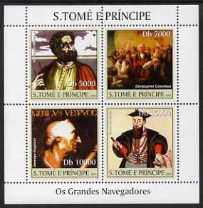 St Thomas & Prince Islands 2004 Great Navigators perf sheetlet containing 4 values unmounted mint, Mi 2499-2502
