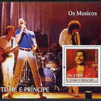 St Thomas & Prince Islands 2004 Freddie Mercury & Queen perf s/sheet containing 1 value unmounted mint,Mi BL 491