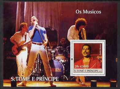 St Thomas & Prince Islands 2004 Freddie Mercury & Queen perf s/sheet containing 1 value unmounted mint,Mi BL 491