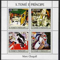 St Thomas & Prince Islands 2004 Marc Chagall perf sheetlet containing 4 values unmounted mint, Mi 2543-46