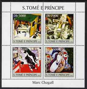St Thomas & Prince Islands 2004 Marc Chagall perf sheetlet containing 4 values unmounted mint, Mi 2543-46