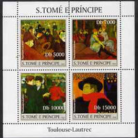 St Thomas & Prince Islands 2004 Toulouse-Lautrec perf sheetlet containing 4 values unmounted mint, Mi 2539-42