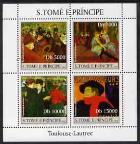 St Thomas & Prince Islands 2004 Toulouse-Lautrec perf sheetlet containing 4 values unmounted mint, Mi 2539-42