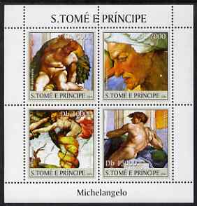 St Thomas & Prince Islands 2004 Art of Michelangelo perf sheetlet containing 4 values unmounted mint, Mi 2523-26