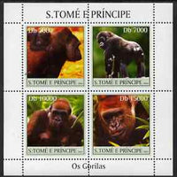 St Thomas & Prince Islands 2004 Gorillas perf sheetlet containing 4 values unmounted mint, Mi 2613-16