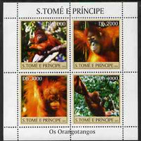 St Thomas & Prince Islands 2004 Orang Utans perf sheetlet containing 4 values unmounted mint, Mi 2609-12