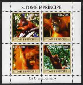 St Thomas & Prince Islands 2004 Orang Utans perf sheetlet containing 4 values unmounted mint, Mi 2609-12