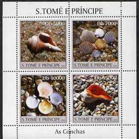 St Thomas & Prince Islands 2004 Shells perf sheetlet containing 4 values unmounted mint, Mi 2584-87