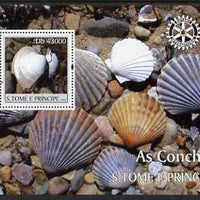 St Thomas & Prince Islands 2004 Shells perf s/sheet containing 1 value with Rotary Logo unmounted mint,Mi BL 505