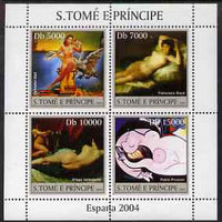 St Thomas & Prince Islands 2004 Spanish Paintings perf sheetlet containing 4 values unmounted mint, Mi 2559-62