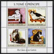 St Thomas & Prince Islands 2004 Cats & Dogs perf sheetlet containing 4 values unmounted mint, Mi 2617-20