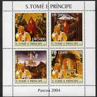 St Thomas & Prince Islands 2004 Easter & Pope perf sheetlet containing 4 values unmounted mint, Mi 2663-66